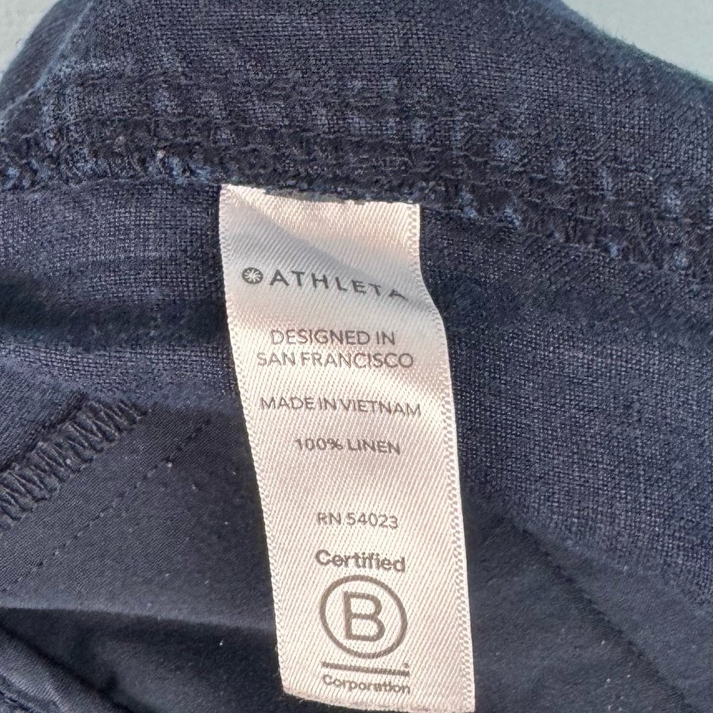 Athleta Cabo Linen 4" Short Womens 6 Navy Blue Elastic Drawstring Waist Pockets - Picture 5 of 7